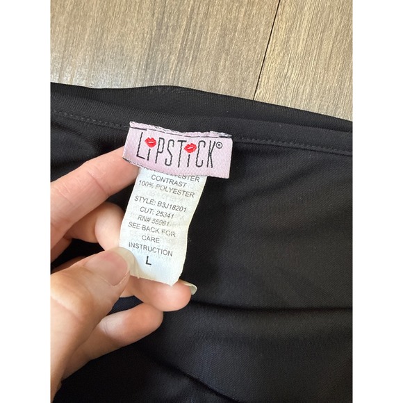 Y2K Lipstick Jumpsuit Large Black Flare Bell Drape Chiffon Asymmetric Witchy Vtg - Picture 3 of 7